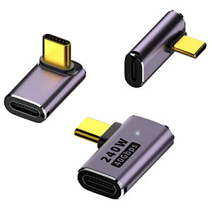 �yFsGrg�z 3��ރZ�b�g USB4.0 Type C �ϊ� �A�_�v�^�[ ���E 90° �Ȃ� PD 240W/5A�}���[�d 40Gbps�����f�[�^�]�� L�� L�^ �^�C�vc Type-c �ϊ��A�_�v�^ 90�x �I�X ���X USB C