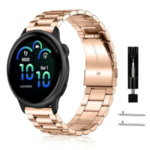 [RoSoki] 20mm �o���h Garmin V?voactive 6 / Garmin V?voactive 5 �Ή� �X�e�����X�� �����o���h �����x���g �ւ��X�g���b�v �h�K �������t�� �r�W�l�X�� �j�����p - ���[�Y�S�[���h