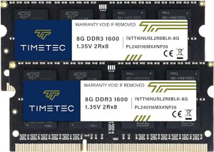 Timetec 16GB KIT(2x8GB) m[gPCp DDR3L / DDR3 1600MHz (DDR3L-1600) PC3L-12800 / PC3-12800 (PC3L-12800S) 1.35V/1.5V CL11 2Rx8 204 Pin SODIMM - PCB