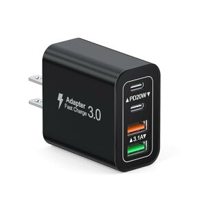 ���v40W �}���[�d�� USB �R���Z���g iPhone Type-C �[�d�� AC�A�_�v�^�[ USB�|�[�g & USB C�|�[�g PD 20W �A�_�v�^ �^�C�vc USB �d���^�b�v iPhone iPad Android ���̑��e��@��Ή� (�u���b�N)