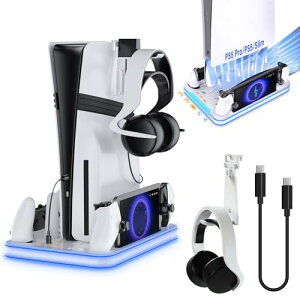 PS5 Pro/PS5/PS5 Slim�Ή� �c�u���X�^���h ps5 Pro/ps5 �R���g���[���[ �[�d�X�^���h�y�V�o�� PS5 pro/slim�Ή��E���[�E�[�d�E��p�z 3�i�K��p�t�@�� 3�䓯���[�d �]�|�h�~ ���͋C���C�g �n�k�΍� PS5 ��