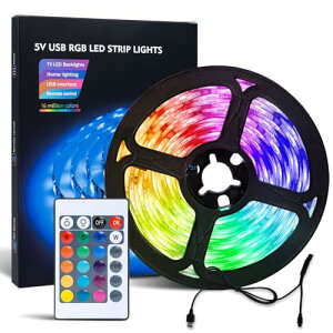 LEDe[vCg RGB erobNCg 2M XgbvCg SMD 5050 DIY ؒf\ F ԐڏƖ USB Rt [vCg ʃe[v ʔ C~l[V TVwi [h