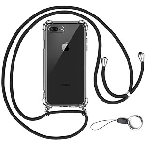 OJBSEN iPhone 8 Plus/7 Plus �p �P�[�X �A�C�t�H��8 Plus/7 Plus �p �J�o�[�y�X�g���b�v2��t�� �z���߉\�� �V�����_�[ ������ ��|�� �R�t�� �΂߂��� ���^ ���� PC + �y�� �V���R�� TPU�o���p�[ �X�g��