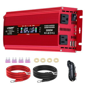 LVYUAN 12V/1500W(ő3000W) ԍڃCo[^[ DC12Vij AC100Vi𗬁j ϊ J[Co[^[ zd//D/Ԓ/Lv/hБΉ ً}ő劈 d̑΍I 1N +iv