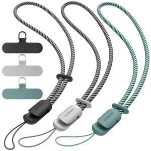 [SURPHY] �n���h�X�g���b�v 3�{�Z�b�g ���������\ �g�ѓd�b/�J����/USB������/���}�X�R�b�g/�L�[�Ȃǂɂ��K�� �X�}�z�X�g���b�v ��� �g�уX�g���b�v(�u���b�N& �O���[��&�O���[)