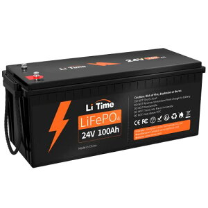 LiTime 24V 100Ah �����_�S���`�E���C�I���o�b�e���[ LiFePO4���`�E���o�b�e���[ ����100A BMS 4000+�T�C�N���[�d���o�b�e���[ �ő啉�דd��2560W �\�[���[�p�l�� �I�t�O���b�h�A�v���P�[�V���� �}��