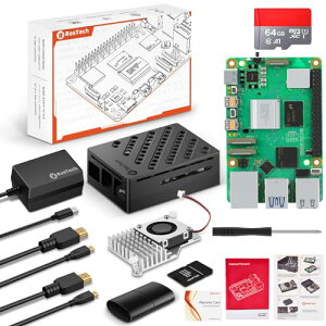 RasTech Raspberry Pi 5 16GB Zbg  64GB J[h Pi 5 16gb ZK}[Nt{ Active Cooler ANeBuN[ 5.1V 5A Type Cd Micro HD Out P[u ABSP[X USBJ[h[_ XN[hCo