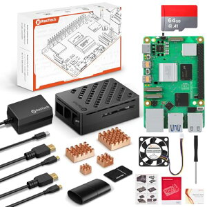 RasTech Raspberry Pi 5 8GB Zbg Raspberry Pi 5 8gb {/ 64 GB SDJ[h/ 5.1V 5A Type Cd/ 2 Micro HDMI P[u/ 4ǂWG[^/ USBJ[h[_/ABSnEWO/CeWFgt@/XN