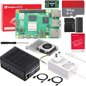 Vesonn Raspberry Pi5 16GB Starter Kit ZK擾ς Yx[pC5 16GB{[h/64GB J[h/ABSMP[X/PDdA_v^[/ANeBuN[[/MicroHDOUTP[u/hCo[/J[h[_[/