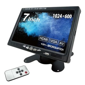 Broadwatch 7�C���` LCD���j�^�[ HDMI VGA AV�Ή� �h�� �Ď� �ԍڗp �X�s�[�J�[���� �����R���E�X�^���h�t�� �i7�C���`/�J�����ڑ�1��j