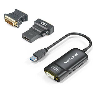Wavlink USB 3.0 HDMI DVI UGA�}���`�f�B�X�v���C�A�_�v�^ 5Gbps�f�[�^�]�� �ō��𑜓x2048X1152�܂�6���j�^��ڑ��iWindows10/8.1/8/7/XP/Mac OS X/Ubuntu�Ή��j�u���b�N