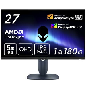 y@zDell AW2725DM-A 27C` Alienware Q[~Oj^[(P_5Nۏ/QHD/Fast IPS,/DP1.4x1,HDMI2.1x2/DCI-P3 95%/c],/1ms,180Hz/G-SYNC Compatible,AMD FreeSync,VESA DisplayHDR 400)