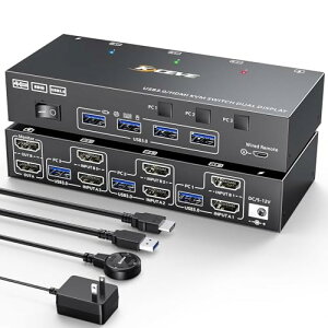 KCEVE HDMI USB3.0 KVMؑ֊ 4K@60Hz 2K@120Hz fAj^ 4USB|[g EDIDێ KVMؑ֊ 1g̃L[{[hA}EXŁAPC3Aj^[2䋤L 茳XCb`t