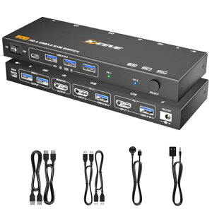 Iseebiz 8K@60Hz KVMؑ֊ 21o HDMI USB3.0|[gx4 USB2.0|[gx2 fBXvC }EX L[{[h USBfBXN v^[L XCb`Rg[[t dA_v^[ HDMIP[u2{ USB