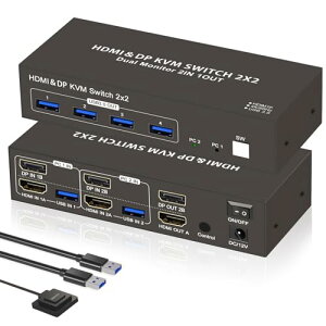 yHDMI Displayport ózKVM ؑ֊ PC 2 j^[ 2o 4K 60Hz USB3.0 4 KVM XCb` L[{[h }EX L fA fBXvC ͑u ؑ j^[ \ E e