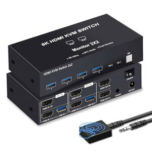 y8K fAj^[zHDMI KVM ؑ֊ SW721 4K 144Hz 2PC ؑ 2j^[ o HDMI2.1 USB3.0 4 v^[ j^[/L[{[h/}EXL g/[hΉ j^[o E 
