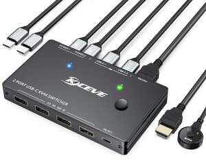 KCEVE USB-C KVMؑ֊ 21o Type-C KVMXCb` 4K@60Hz 2PC̃L[{[hA}EXƃj^[L 100W PD[dT|[g