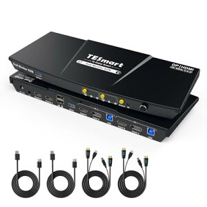 TESmart KVMXCb` USB3.0Ή 22o(HDMI{DisplayPort) fAfBXvCؑ֊ 2p\R2j^[Ή 4K@60Hz g\ EDIDG~[VAzbgL[AR wbhZbg