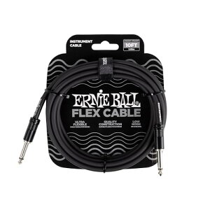 �y���K�i�z ERNIE BALL 6434 �y��p�V�[���h �P�[�u�� 10�t�B�[�g FLEX INSTRUMENT CABLE 3.04m S-S�^ �u���b�N