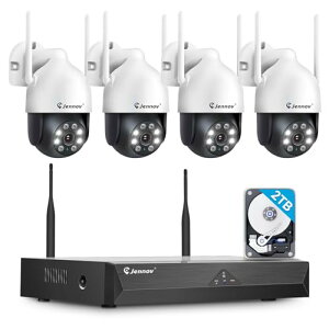 Jennov �h�ƃJ���� ���O ���C�����X 500����f�Ή� 4��Z�b�g AI�l�̌��m �����ǔ��@�\ 2TBHDD���� 24���Ԙ^�� 360°�S���ʊĎ� IP67�h�� WIFI ���� �Ď��J���� ���� �o�������� ��ԃJ���[�Î� ������