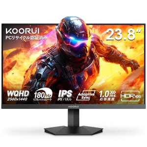KOORUI �Q�[�~���O���j�^�[ 24�C���` WQHD (2560x1440) 180Hz 1ms (GTG) Fast IPS�p�l�� HDR400 FreeSync/G-Sync�Ή�/HDMI/DP �u���[���C�g�ጸ VESA�}�E���g�Ή� G2421V