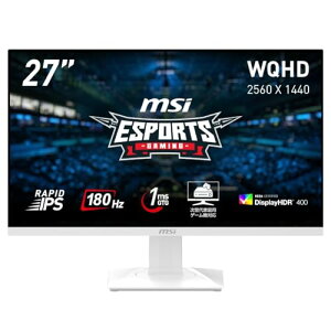 MSI �Q�[�~���O���j�^�[ MAG 274QRFW 27�C���`/WQHD/RAPID IPS/180Hz/1ms(GTG)/AMD FreeSync/DisplayHDR 400/AI�r�W��������/HDMI 2.0b/DP 1.4a/�c����]�E��������/���[�J�[3�N�ۏ�