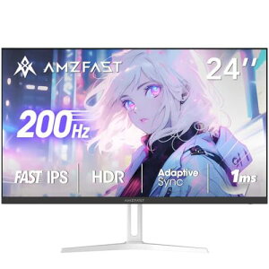 Amzfast 24�C���` �Q�[�~���O���j�^�[�� 200Hz/1ms MPRT/Fast IPS/FHD/HDR/Adaptive Sync/�ڂɗD����/HDMI+DP����/75x75VESA/5�N�ۏ�/AMZG24X1W�i�z���C�g�j