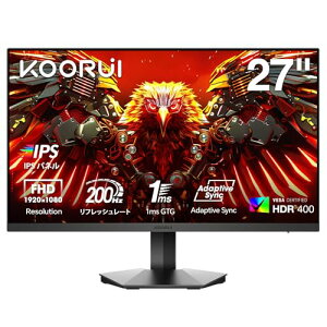 KOORUI �Q�[�~���O���j�^�[ 27�C���` IPS 200Hz 1ms GTG HDR400 ����� �t��HD 90%DCI-P3�u���[���C�g�y�� HDMI DisplayPort Adaptive Sync VESA�Ή� G2711P