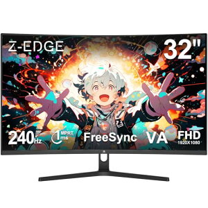 Z Z-Edge(�[���G�b�W) �Q�[�~���O���j�^�[ �Ȗ� 32�^ 240Hz VA FHD(1920x1080) 1ms HDR10 AMD FreeSync�Ή� ����� �����^ HDMI DP �t���b�J�[�t���[ VESA�Ή� ����2�N�ۏ�(�v�o�^) UG32P �u���b�N