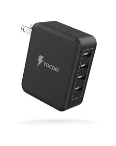 YOCOEI 40W USB�}���[�d�� (4�|�[�g/�܂��ݎ�/���R���p�N�g/iSonic���܂����[�d/PSE�F�؍ς�) iPhone/iPad�V���[�Y/Galaxy/Xperia/Android ���̑��e�@��Ή� (�u���b�N)