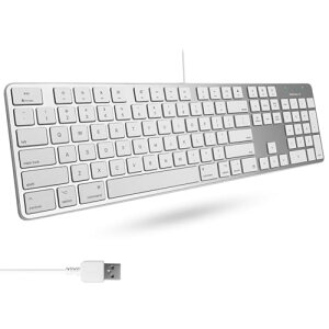 Macally �����^ USB A �L���L�[�{�[�h �e���L�[�t�� Apple Mac Pro�AMacBook Pro/Air�AiMac�AMac Mini�A���b�v�g�b�v �R���s���[�^�AWindows �f�X�N�g�b�v PC ���b�v�g�b�v�p �V���o�[ (SLIMKEYPROA)