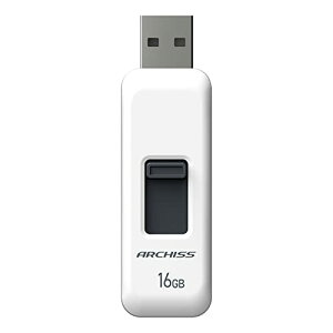 �A�[�L�X(Archiss) USB������ 16GB USB2.0 �X���C�h�� �X�g���b�v�z�[���t�� �L���b�v���X�f�U�C�� �z���C�g AS-016GU2-PSW