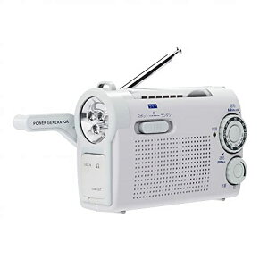 WINTECH ��񂵏[�d���W�I���C�gKDR-108W �z���C�g AM/FM ���d�r�E�����[�d�r�i���/USB�[�d�j �~�� LED���C�g