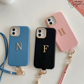 iPhone15対応 オーダーメイド品 全6色 Mini Initialcharm ショルダーストラップ付き オーダーメイド イニシャル カスタム レザー ケース iPhone15Pro iPhone15Plus iPhone14Pro iPhone14Plus iPhone14Promax iphone13 iphone13promax iphone13pro プレゼント ギフト