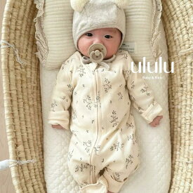 【送料無料】little flower coverall ベビー服 女の子 男の子 ululu ベビー キッズ 韓国 子供服 かわいい おしゃれ シンプル 韓国ベビー服 韓国 ベビー服 出産祝い ギフト　リブ カバーオール フラワー 花柄