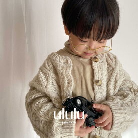 【送料無料】 ルーズニットカーディガン 　ベビー服 女の子 男の子 ululu　ニット キッズ 韓国 子供服 かわいい おしゃれ シンプル 韓国ベビー服 韓国 ベビー服 出産祝い ギフト