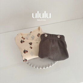 NEW【送料無料】 ululu baby set 《半袖》ベビー服 女の子 男の子 ululu　2点セット ベビーロンパース 半袖 前開き ロンパース ベビーブルマ 赤ちゃん ベビー 半袖ロンパース 女の子 男の子 出産祝い くすみカラー ベビー服