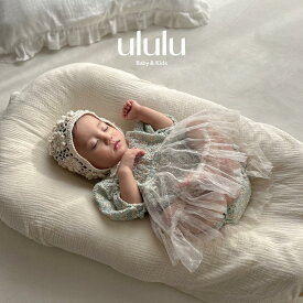 NEW【送料無料】ティアードチュールフラワーロンパース ナチュラル 子供服 ベビー服 女の子 男の子 ululu 出産祝い ロンパース フリル 新生児 プレゼント ギフト チュール デイジー パフスリーブ 襟 フリル