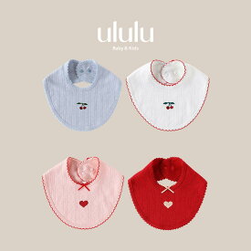 NEW【送料無料】ベビースタイ　子供服 ベビー服 女の子 男の子 ululu コットン スタイ リボン ハート レース フリル 出産祝い ギフト 新生児