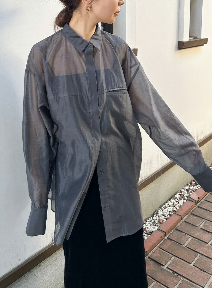 【サイズ展開あり】シアーオーバーサイズシャツ/レディース春シアーシャツオーバーサイズシャツシアートップスセレクトモカselectmocaコラボbySON