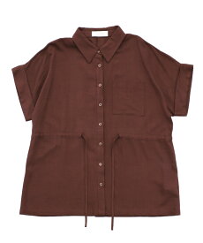 【店内全品2BUY10％OFF】【Et】Linen Mix Waist Drawstring Blouse / レディース 春 夏 リネン混 レギュラーカラー ウエストマーク セットアップ 大人カジュアル セレクトモカ selectmoca 手洗い可能 イージーケア ウエストドロスト
