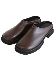 【店内全品2BUY10％OFF】＼履きやすさ抜群の人気急上昇シューズ！／【一部予約】【4サイズ展開】フェイクレザースライドシューズ / レディース ベーシック シンプル スクエアトゥ ボリュームソール 靴 黒 セレクトモカ selectmoca select moca