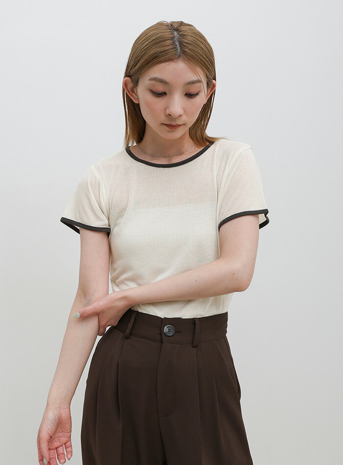【店内全品2BUY10％OFF】リンガーシアーTシャツ