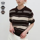 【全品対象2BUY10％OFF】マルチボーダーポロニット / レディース 春夏 ポロニット 襟付きニット 半袖ニット ハーフス…