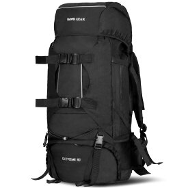 【HAWK GEAR (ホークギア)】防水バックパック 大容量80L レインカバー付き アウトドア 防災 災害 登山 旅行 レインカバー ザック