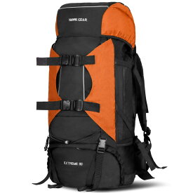 【HAWK GEAR (ホークギア)】防水バックパック 大容量80L レインカバー付き アウトドア 防災 災害 登山 旅行 レインカバー ザック