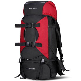 【HAWK GEAR (ホークギア)】防水バックパック 大容量80L レインカバー付き アウトドア 防災 災害 登山 旅行 レインカバー ザック