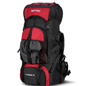 【HAWK GEAR (ホークギア)】バックパック 55L 防水 大容量 レインカバー ザック 長期旅行 防災 災害
