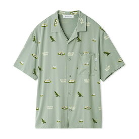 SALE20%OFF ジェラートピケ オム GELATO PIQUE HOMME ダイナソー＆エッグ総柄シャツ pmct251986 ジェラピケ メンズ パジャマ ルームウェア 部屋着 父の日 プレゼントにおすすめ セレクト雑貨ムー