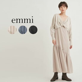 SALE40%OFF emmi atelier エミ アトリエ クロスニットセットワンピース 13wfo235021 レディース ロング丈 2way セットアップ マーメイド 冬コーデ セレクト雑貨ムー